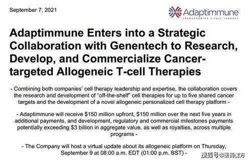 罗氏与Adaptimmune达成超30亿美元合作,开发异体T细胞疗法